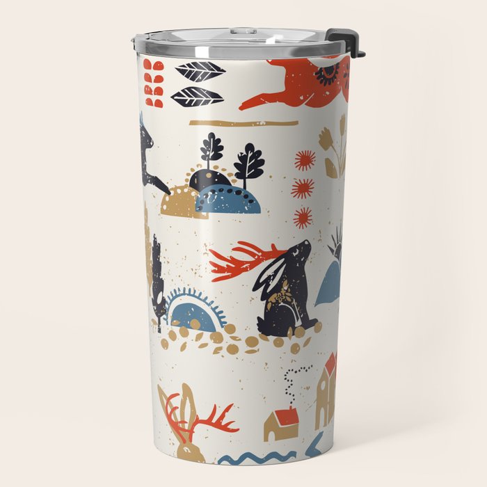 Happy nordic Wolpertinger light Travel Mug Gallery Image 2
