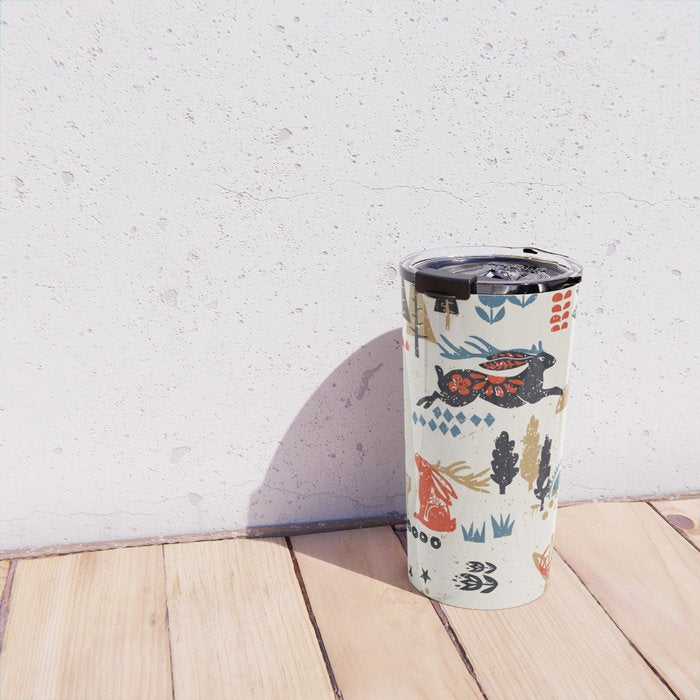 Happy nordic Wolpertinger light Travel Mug Gallery Image 4