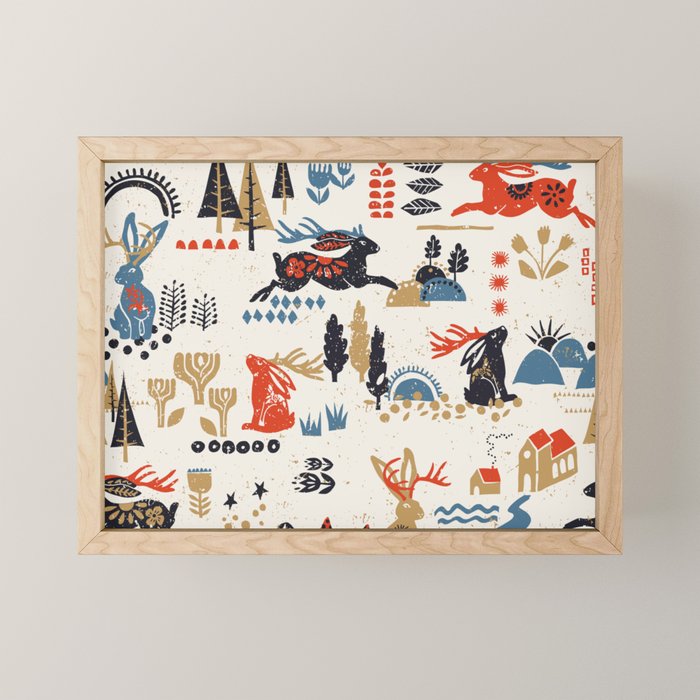 Happy nordic Wolpertinger light Mini Art Print Gallery Image 1