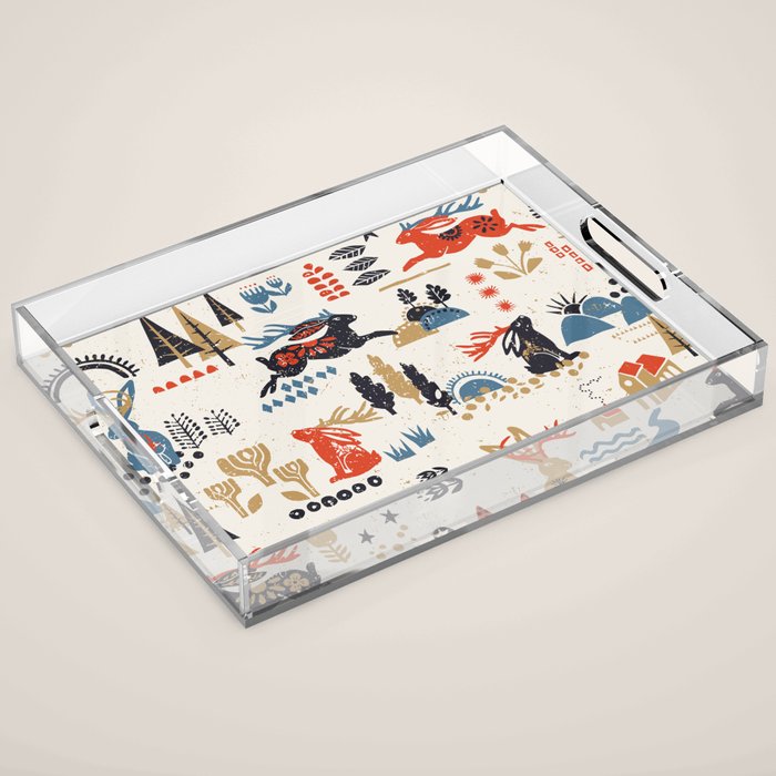 Happy nordic Wolpertinger light Acrylic Tray Gallery Image 1