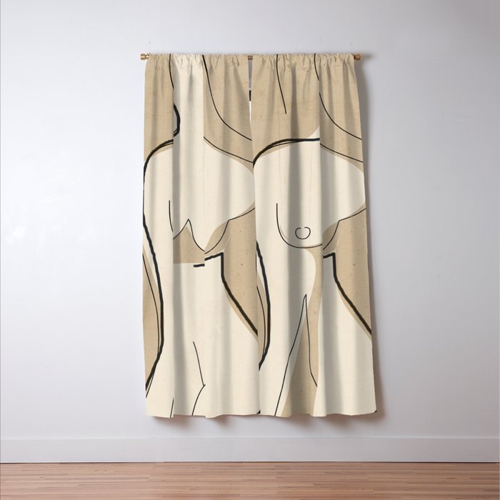 Abstract Line Art Nude Beige Window Curtain Gallery Image 3