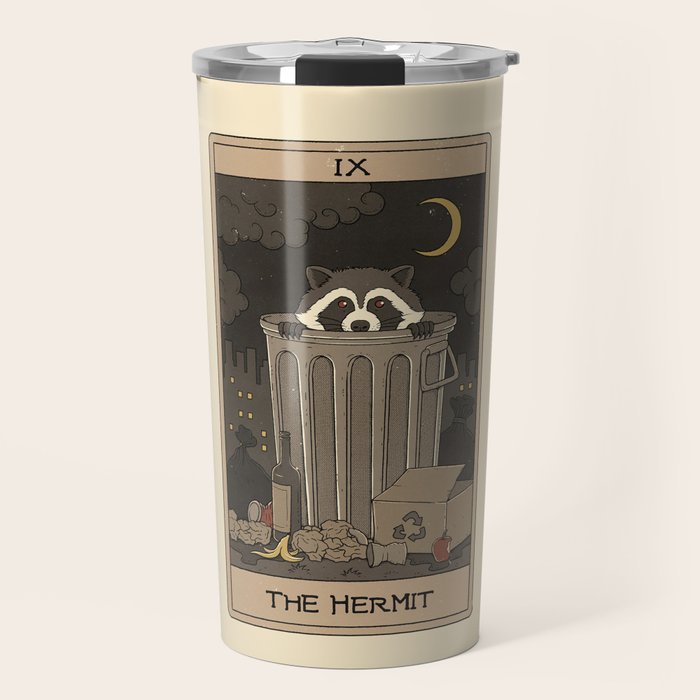 The Hermit - Raccoons Tarot Travel Mug Gallery Image 1