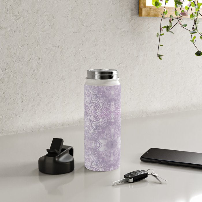 Boho, Mandala, Flower, Purple Water Bottle Gallery Image 4