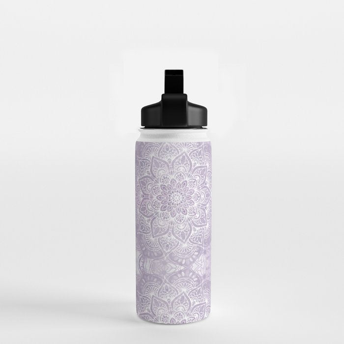 Boho, Mandala, Flower, Purple Water Bottle Gallery Image 2
