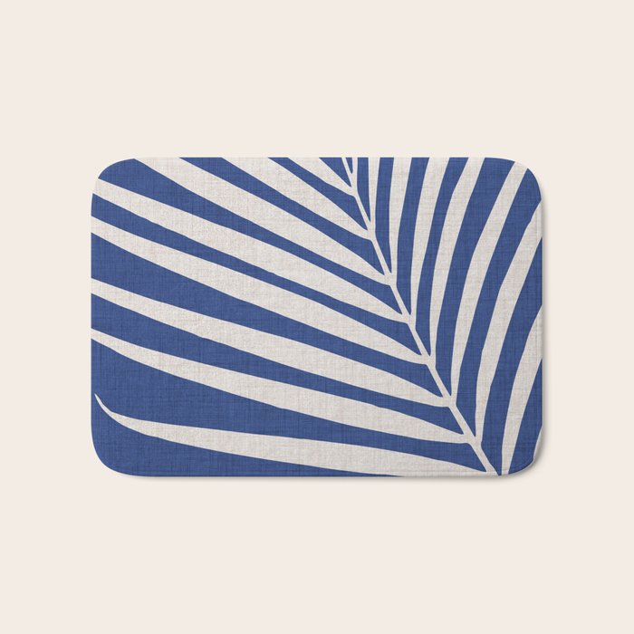 Indigo Palm Minimal Botanical Bath Mat Gallery Image 1