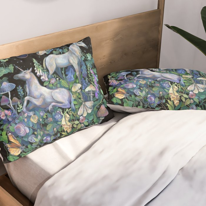 Unicorns Magical Rose Garden Pillow Sham Gallery Image 2