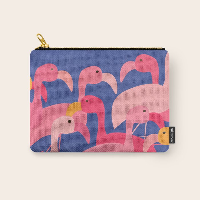 Flamingo Party / Whimsical Bird Illustration Carry All Pouch Gallery Image 1