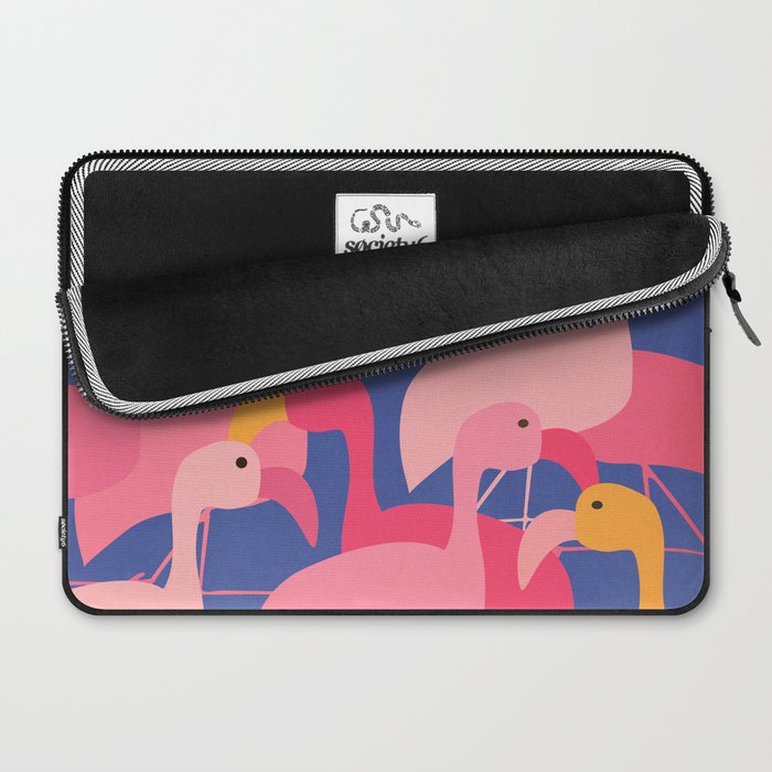 Flamingo Party / Whimsical Bird Illustration Laptop Sleeve Gallery Image 2