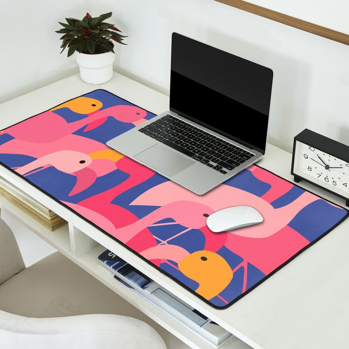 Flamingo Party / Whimsical Bird Illustration Desk Mat Gallery Image 2