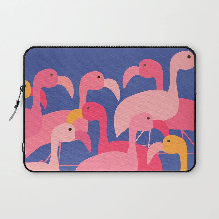 Flamingo Party / Whimsical Bird Illustration Laptop Sleeve Gallery Image 1