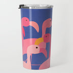 Flamingo Party / Whimsical Bird Illustration Travel Mug Gallery Image 3