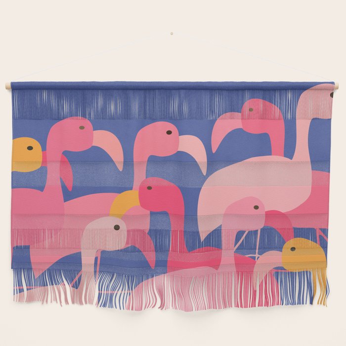 Flamingo Party / Whimsical Bird Illustration Wall Hanging Gallery Image 1