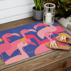 Flamingo Party / Whimsical Bird Illustration Outdoor Rug Gallery Image 2