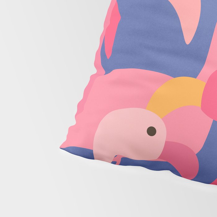 Flamingo Party / Whimsical Bird Illustration Pillow Sham Gallery Image 4