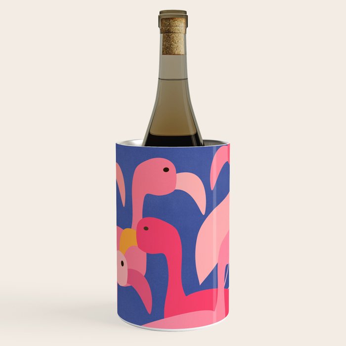 Flamingo Party / Whimsical Bird Illustration Wine Chiller Gallery Image 1