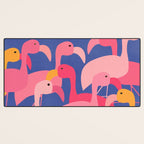 Flamingo Party / Whimsical Bird Illustration Desk Mat Gallery Image 3
