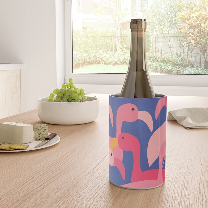Flamingo Party / Whimsical Bird Illustration Wine Chiller Gallery Image 4
