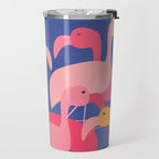 Flamingo Party / Whimsical Bird Illustration Travel Mug Gallery Image 2