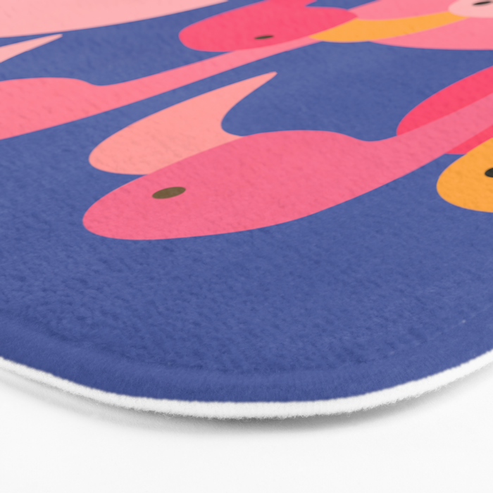 Flamingo Party / Whimsical Bird Illustration Bath Mat Gallery Image 3