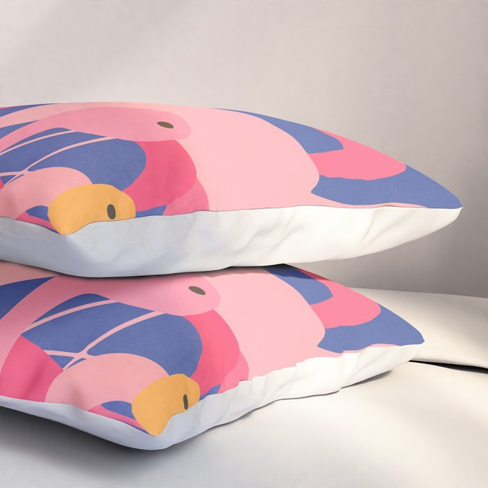 Flamingo Party / Whimsical Bird Illustration Pillow Sham Gallery Image 3