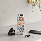 Watercolor Kaleidoscope Floral - desaturated Water Bottle Gallery Image 4