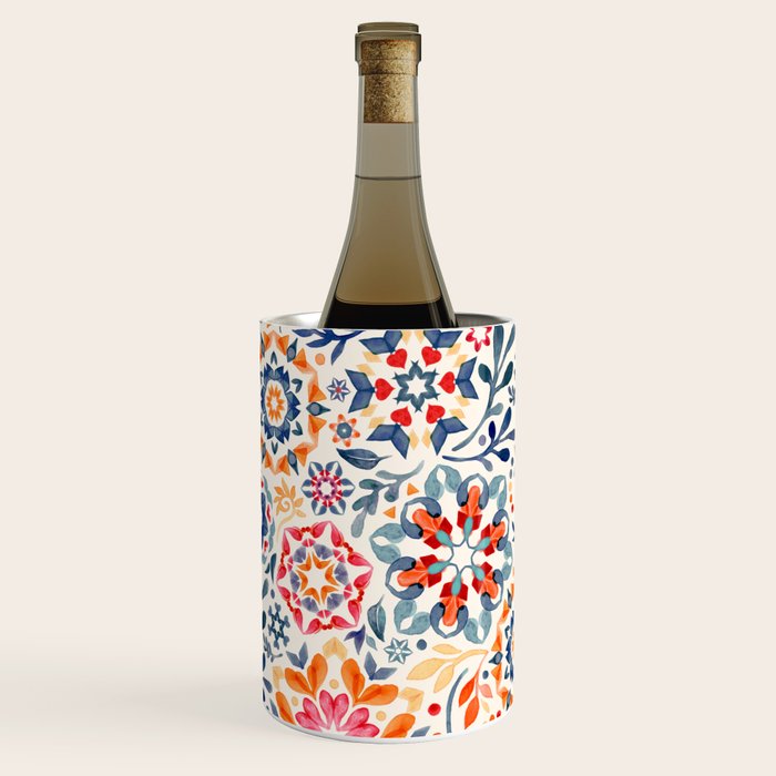 Watercolor Kaleidoscope Floral - desaturated Wine Chiller Gallery Image 3