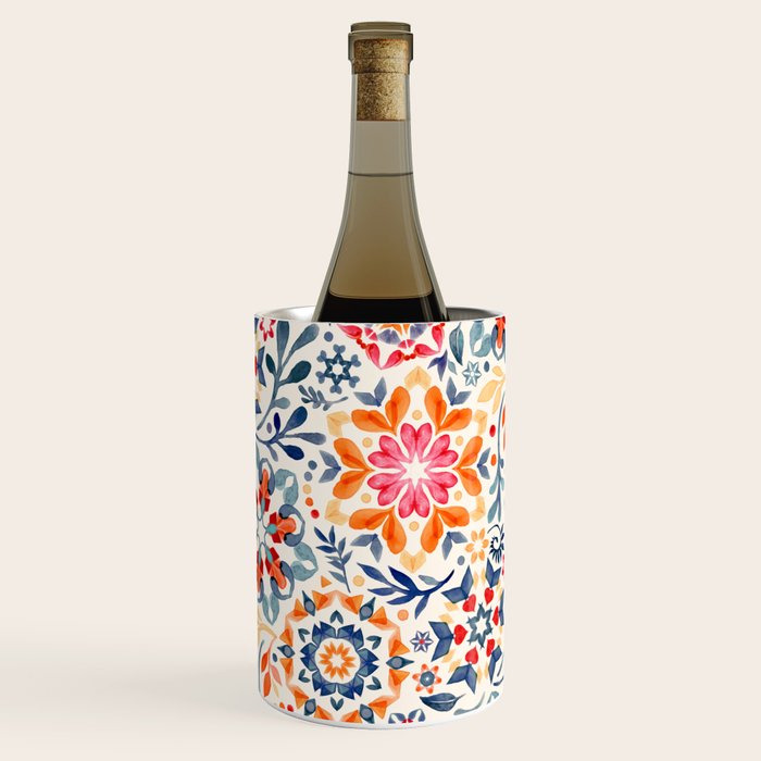 Watercolor Kaleidoscope Floral - desaturated Wine Chiller Gallery Image 2