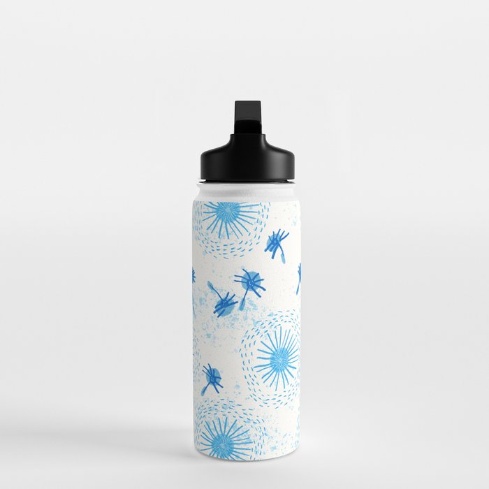 Make A Wish Dandelion Pattern in Sky Blue & Off White Water Bottle Gallery Image 3