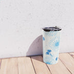 Make A Wish Dandelion Pattern in Sky Blue & Off White Travel Mug Gallery Image 4