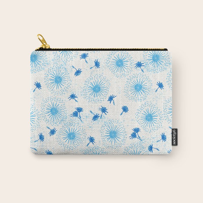 Make A Wish Dandelion Pattern in Sky Blue & Off White Carry All Pouch Gallery Image 1