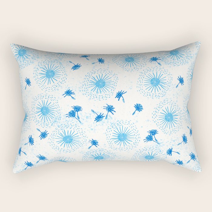 Make A Wish Dandelion Pattern in Sky Blue & Off White Rectangular Pillow Gallery Image 2