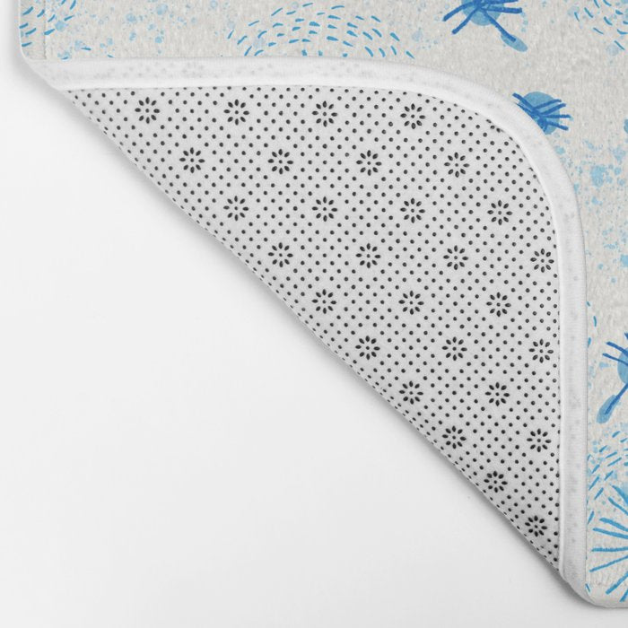 Make A Wish Dandelion Pattern in Sky Blue & Off White Bath Mat Gallery Image 2