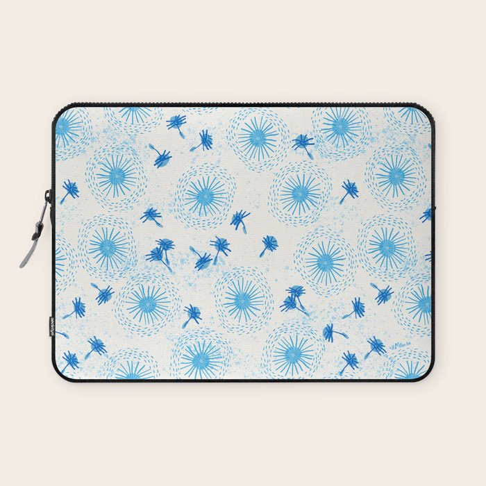 Make A Wish Dandelion Pattern in Sky Blue & Off White Laptop Sleeve Gallery Image 1