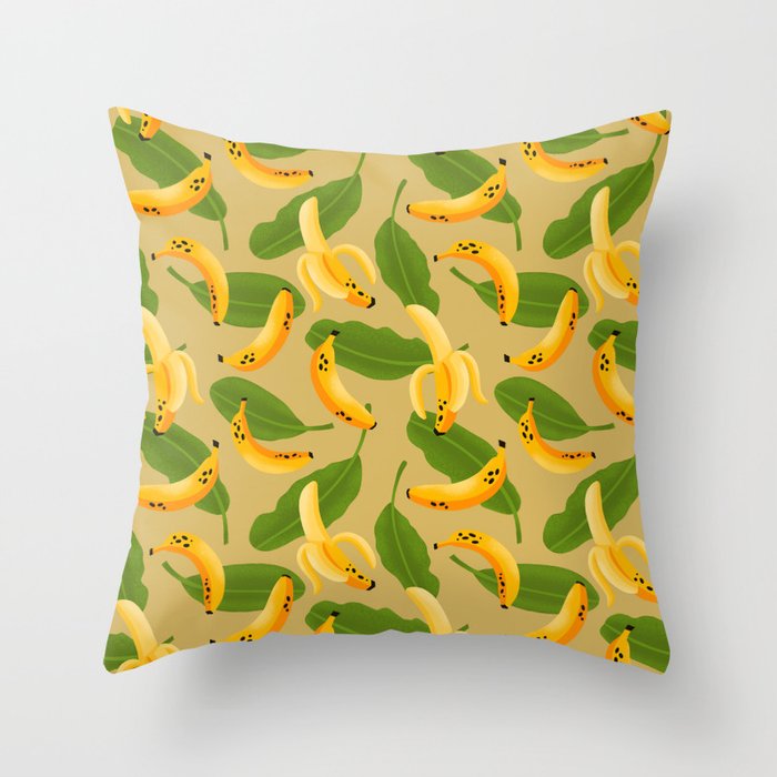 Banana Pattern on Tan Throw Pillow Gallery Image 6