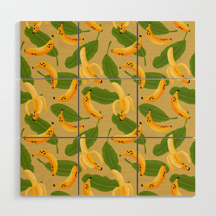 Banana Pattern on Tan Wood Wall Art Gallery Image 1