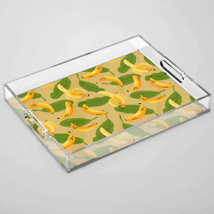 Banana Pattern on Tan Acrylic Tray Gallery Image 1