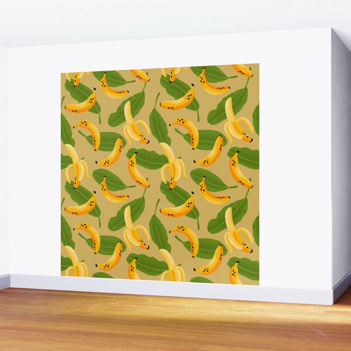 Banana Pattern on Tan Wall Mural Gallery Image 2