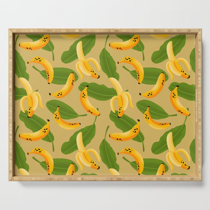 Banana Pattern on Tan Serving Tray Gallery Image 1
