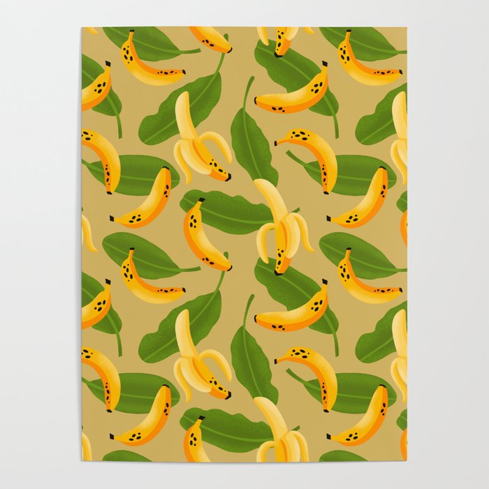 Banana Pattern on Tan Poster Gallery Image 4