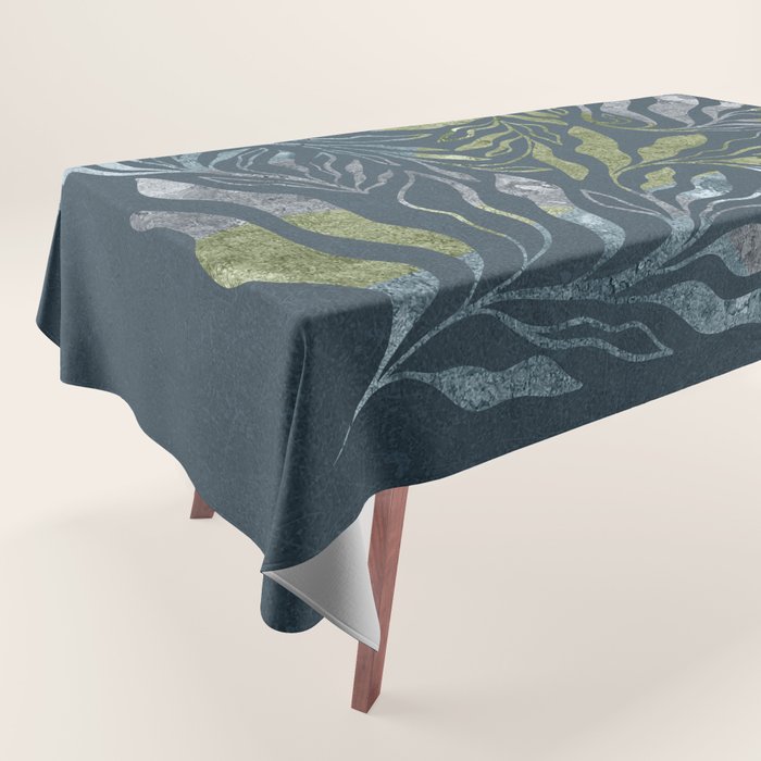 Endless Dark Leaf Illustration 1.1 Celestial Blue-Green Tablecloth Gallery Image 1