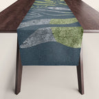 Endless Dark Leaf Illustration 1.1 Celestial Blue-Green Table Runner Gallery Image 1