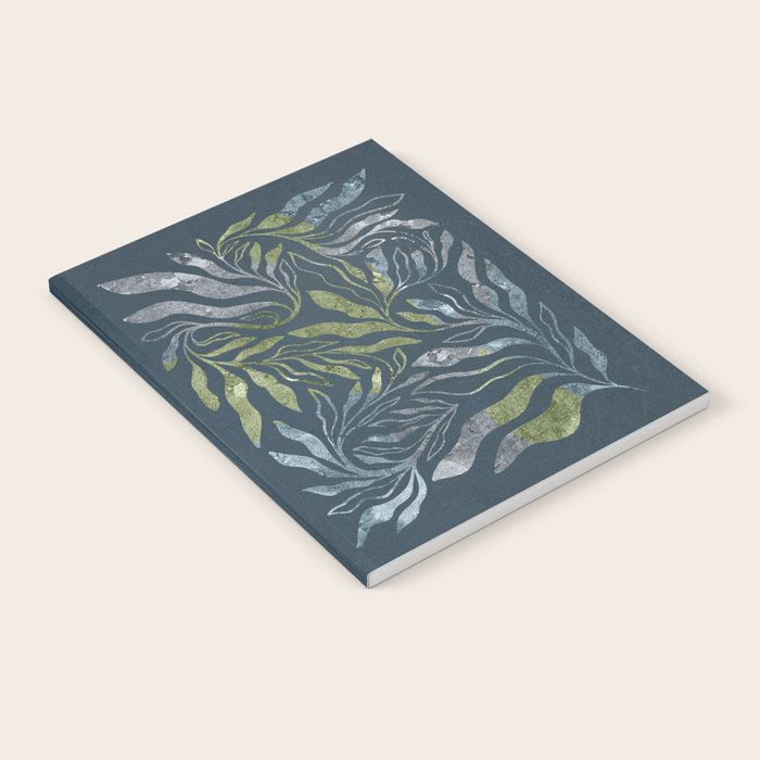 Endless Dark Leaf Illustration 1.1 Celestial Blue-Green Notebook Gallery Image 1