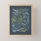 Endless Dark Leaf Illustration 1.1 Celestial Blue-Green Mini Art Print Gallery Image 1