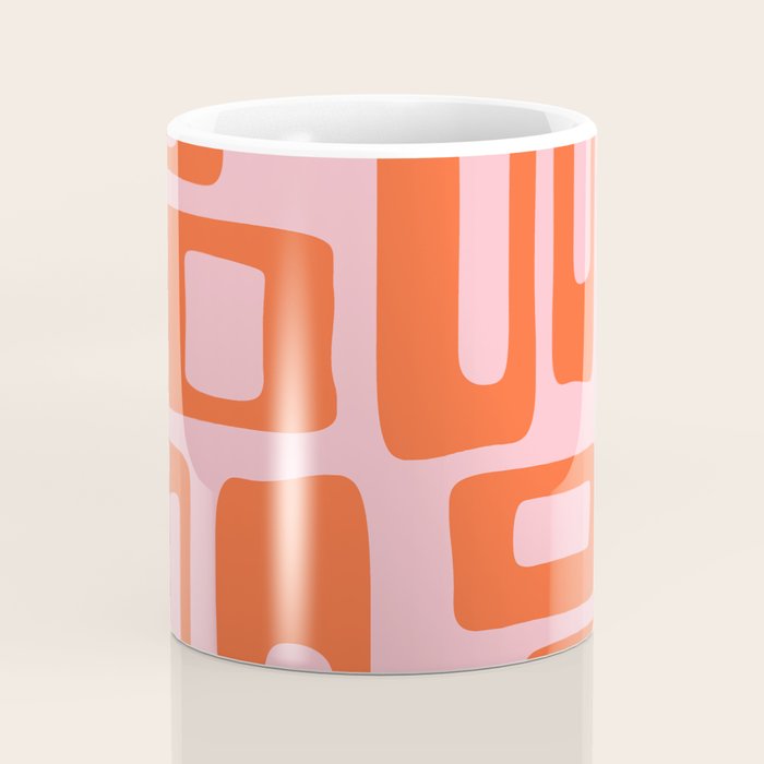 Mid Century Modern Abstract 921 Mid Mod Orange and Pink Coffee Mug Gallery Image 4