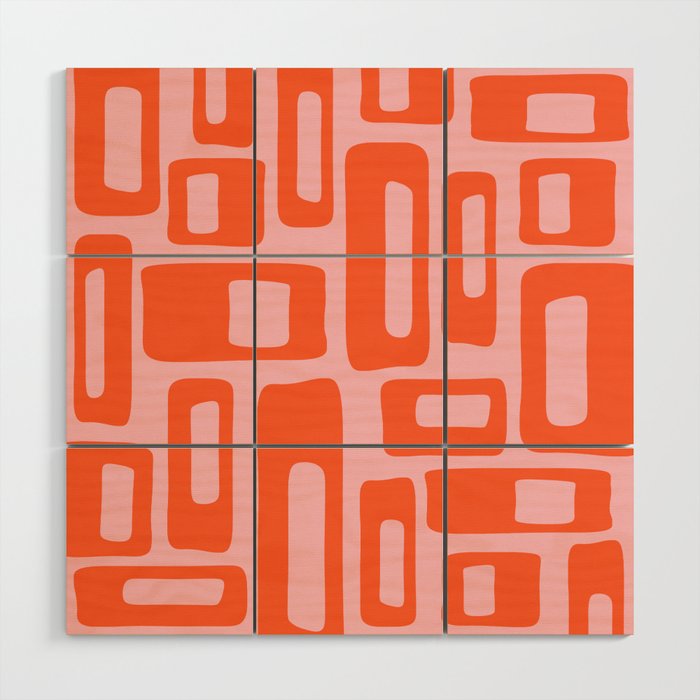 Mid Century Modern Abstract 921 Mid Mod Orange and Pink Wood Wall Art Gallery Image 1