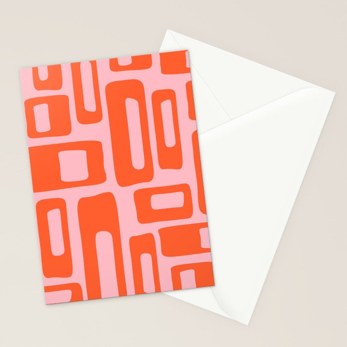 Mid Century Modern Abstract 921 Mid Mod Orange and Pink Stationery Card Gallery Image 2