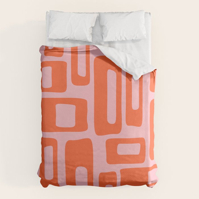 Mid Century Modern Abstract 921 Mid Mod Orange and Pink Duvet Cover Gallery Image 6