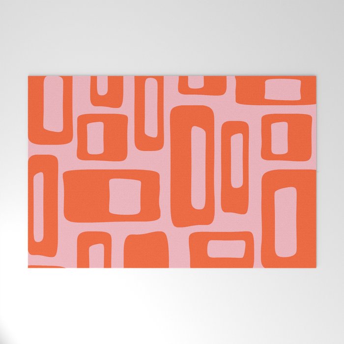 Mid Century Modern Abstract 921 Mid Mod Orange and Pink Welcome Mat Gallery Image 1