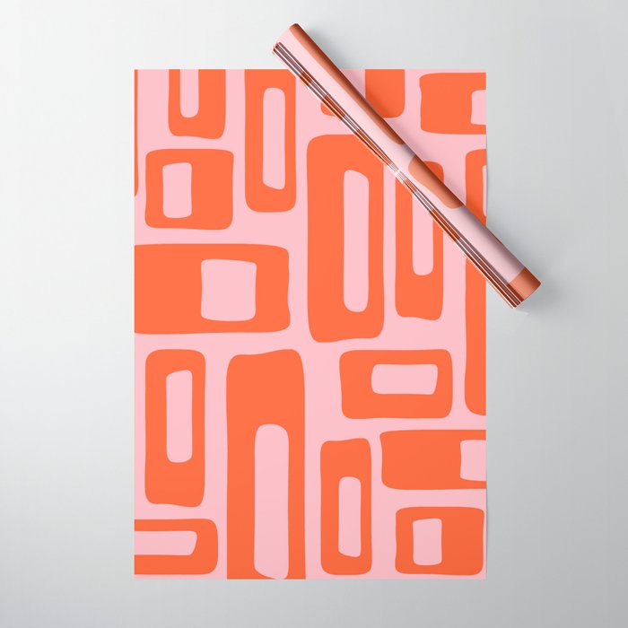 Mid Century Modern Abstract 921 Mid Mod Orange and Pink Wrapping Paper Gallery Image 1