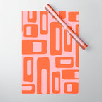 Mid Century Modern Abstract 921 Mid Mod Orange and Pink Wrapping Paper Gallery Image 1